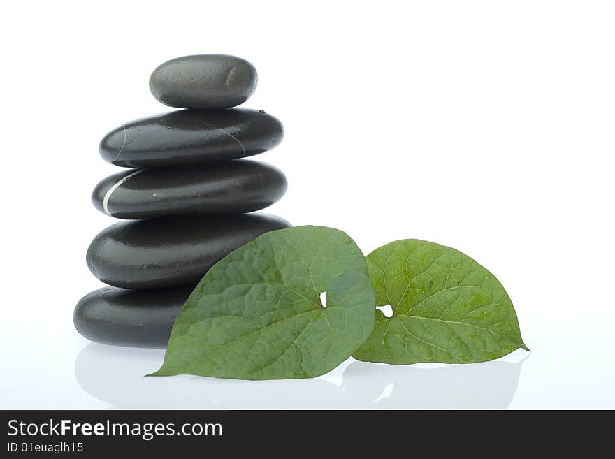 Stone tower on white background