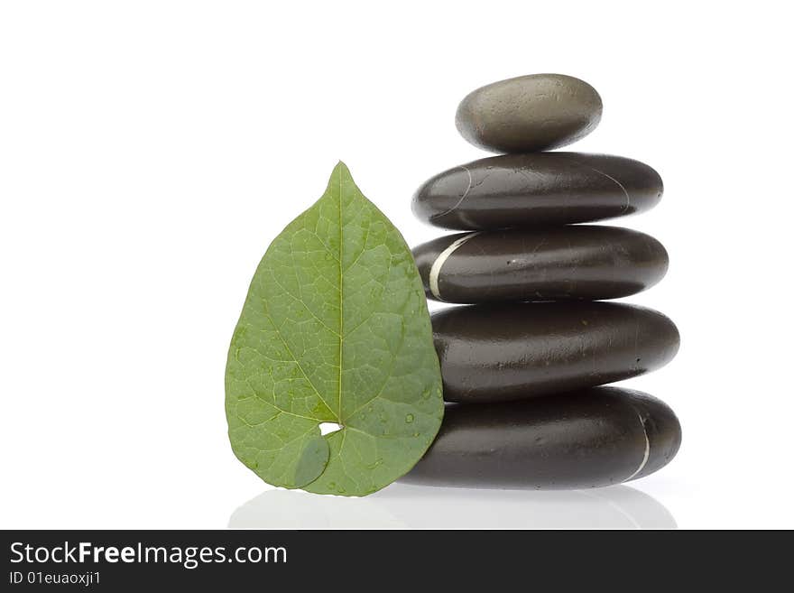 Stone tower on white background