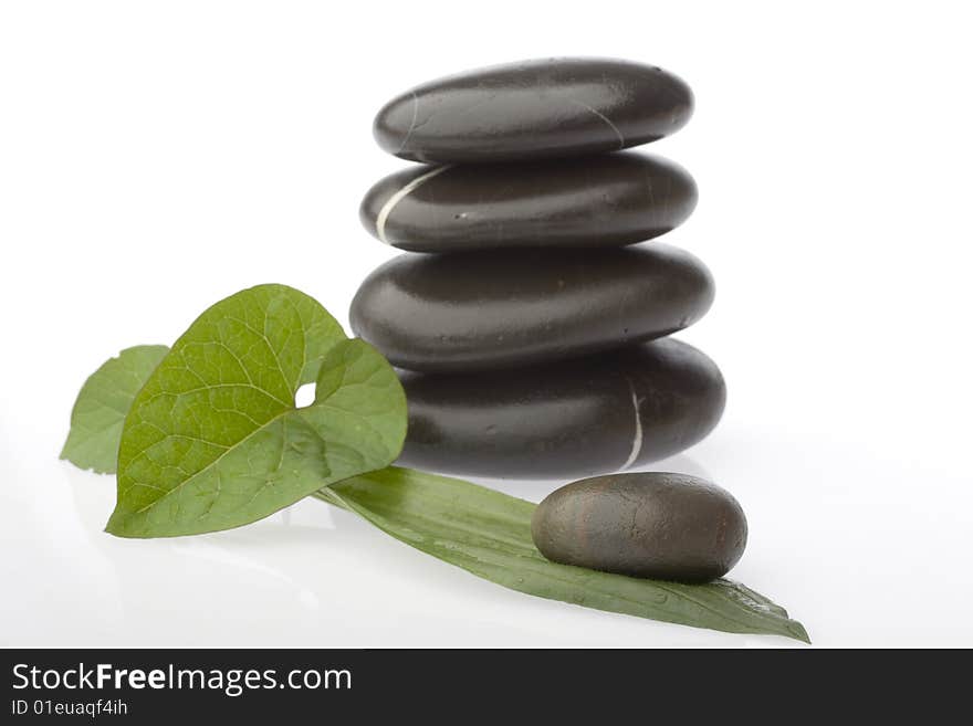 Stone tower on white background