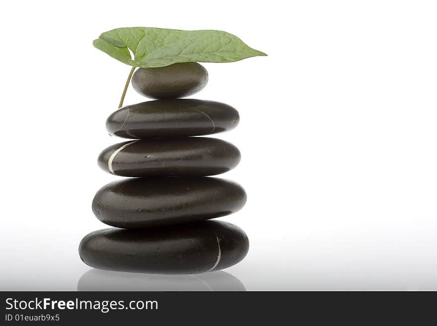 Stone tower on white background