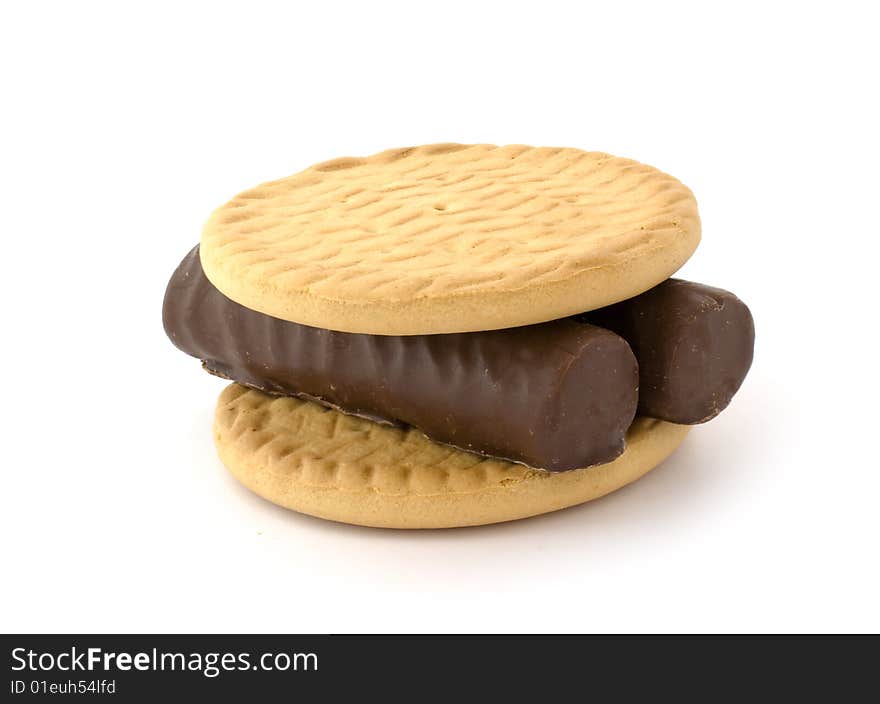 Chokolat and cookies isolated on white background. Chokolat and cookies isolated on white background