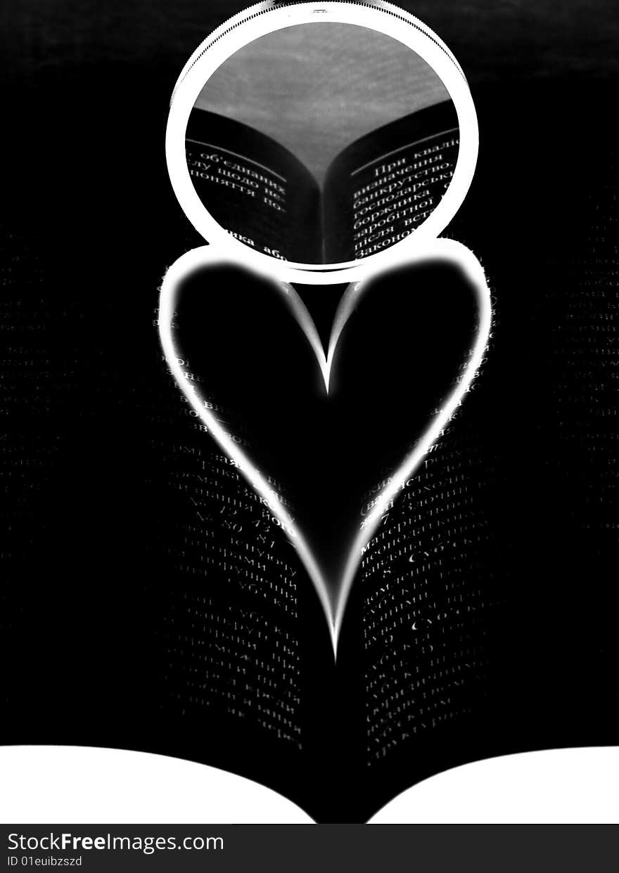 Shade in the form of heart on the book