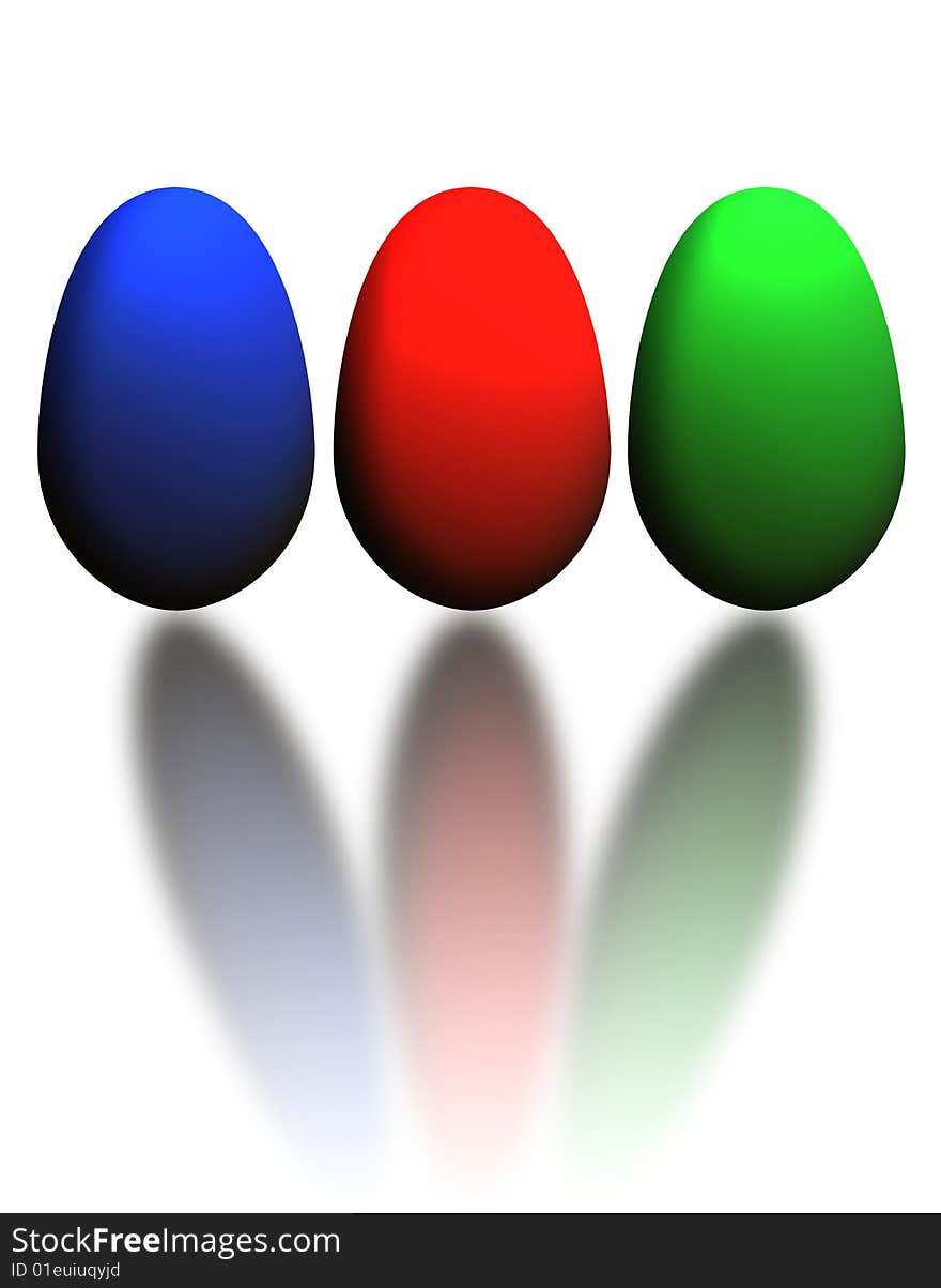 RGB eggs on white