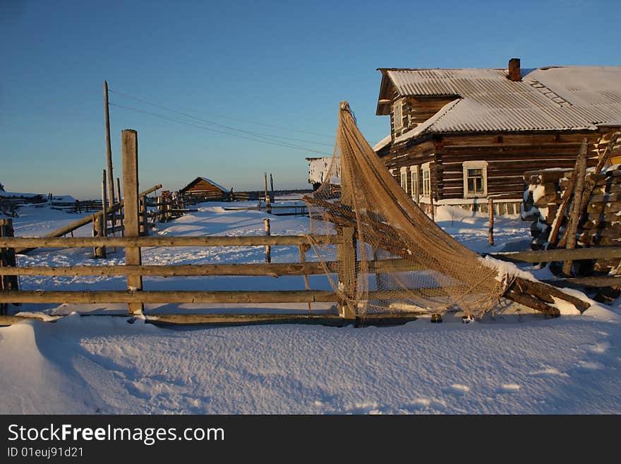 The yard of an ancient house in the russian village