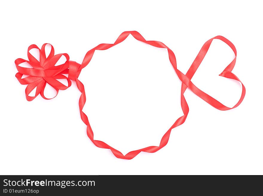 Silhouette of head from ribbon for Valentine isolated over white