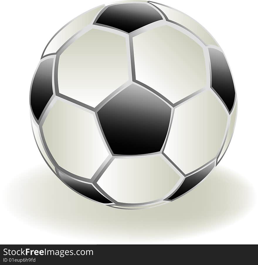 Soccer ball in 3d view with a shadow under the ball. Soccer ball in 3d view with a shadow under the ball