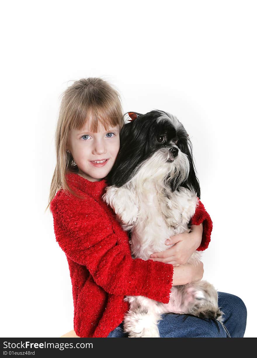 A young girl and her dog. A young girl and her dog