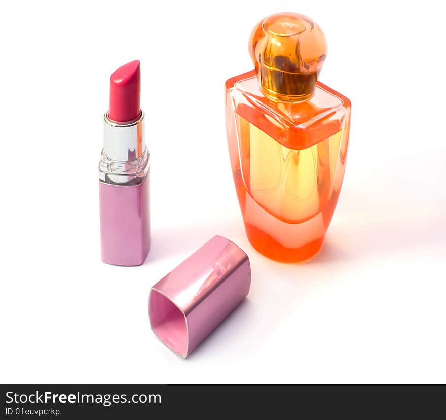 Lipstick and perfume bottle