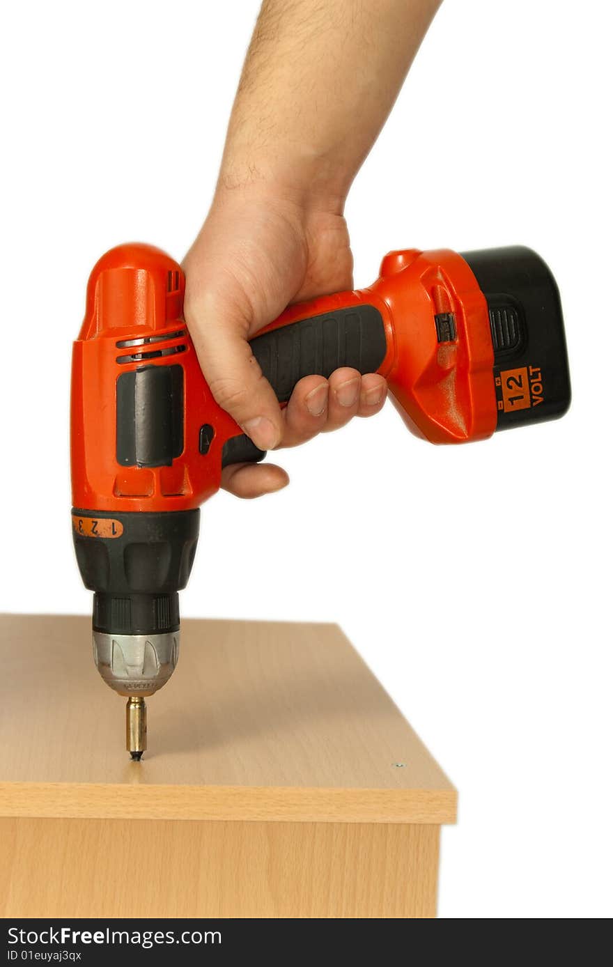 Male working with battery drill