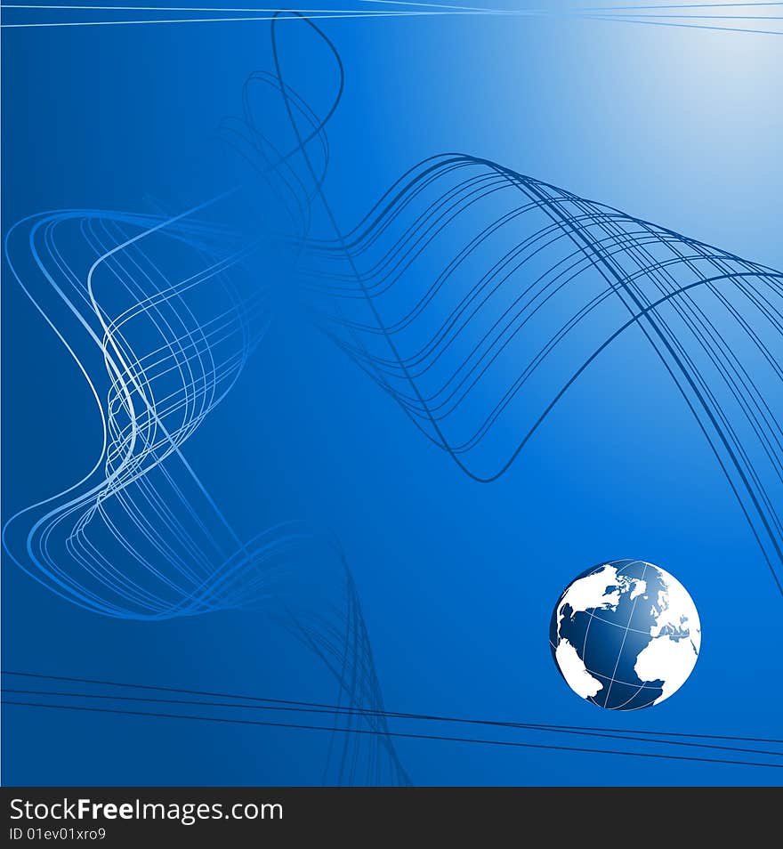 Abstract deep blue background with a globe. Abstract deep blue background with a globe