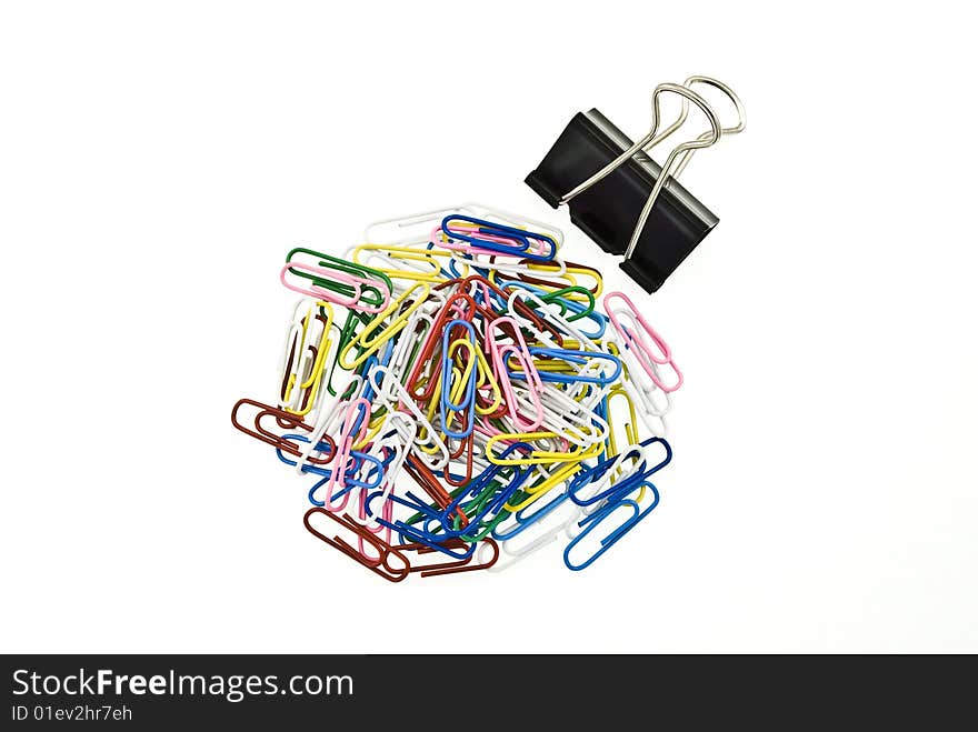 Paper clips on white background