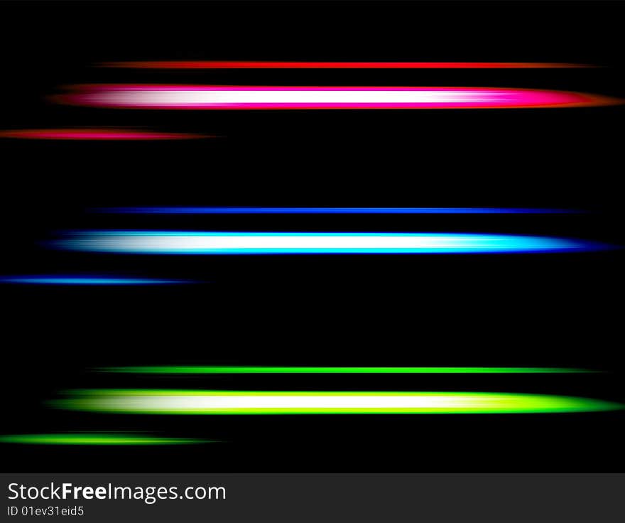 Blue green and fuchsia ray, on black background. Blue green and fuchsia ray, on black background