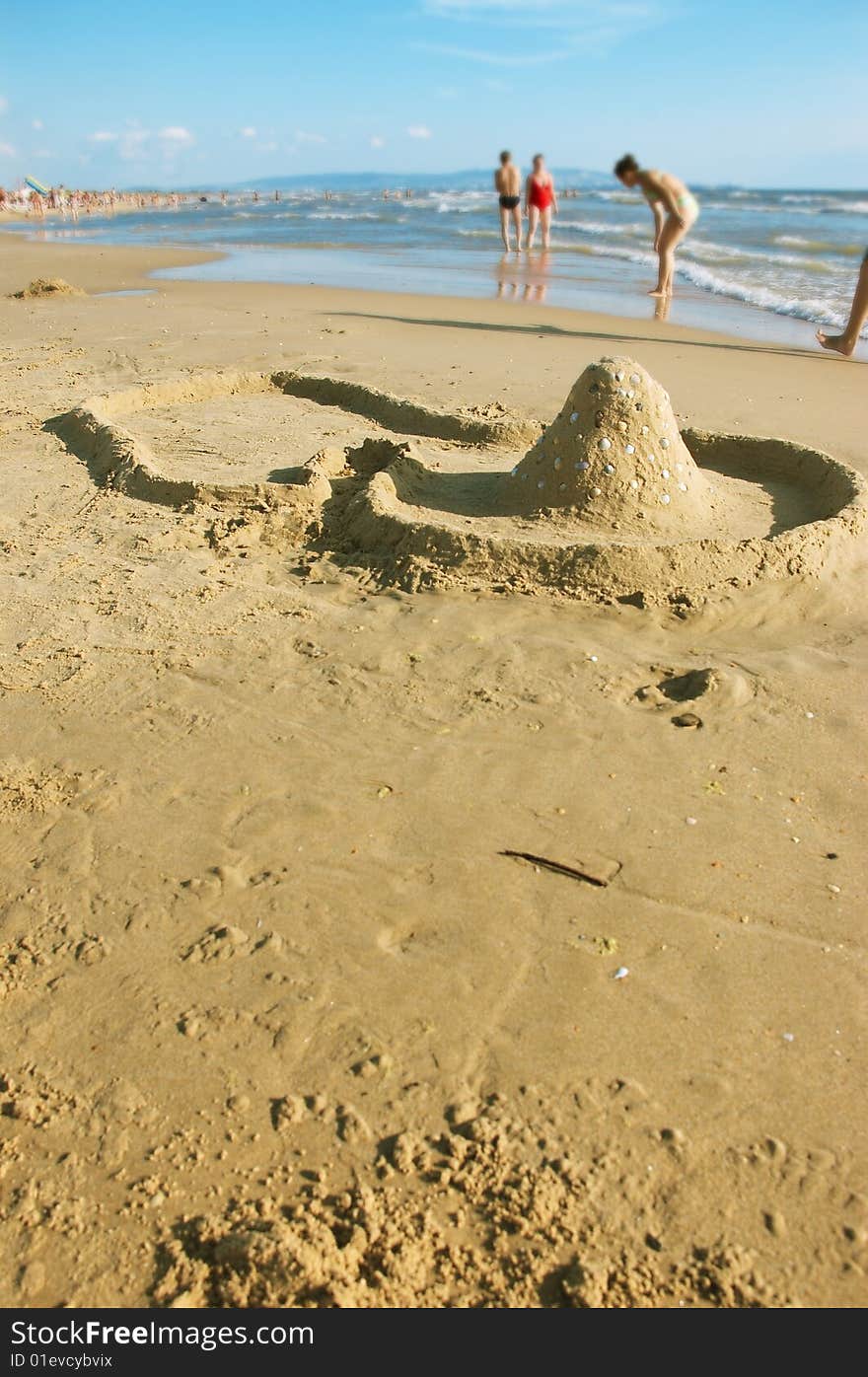 The tower by the sea constructed from sand. The tower by the sea constructed from sand