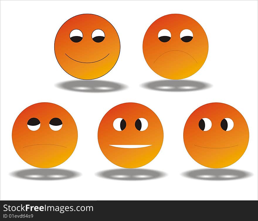 Illustration of smilies in different moods.