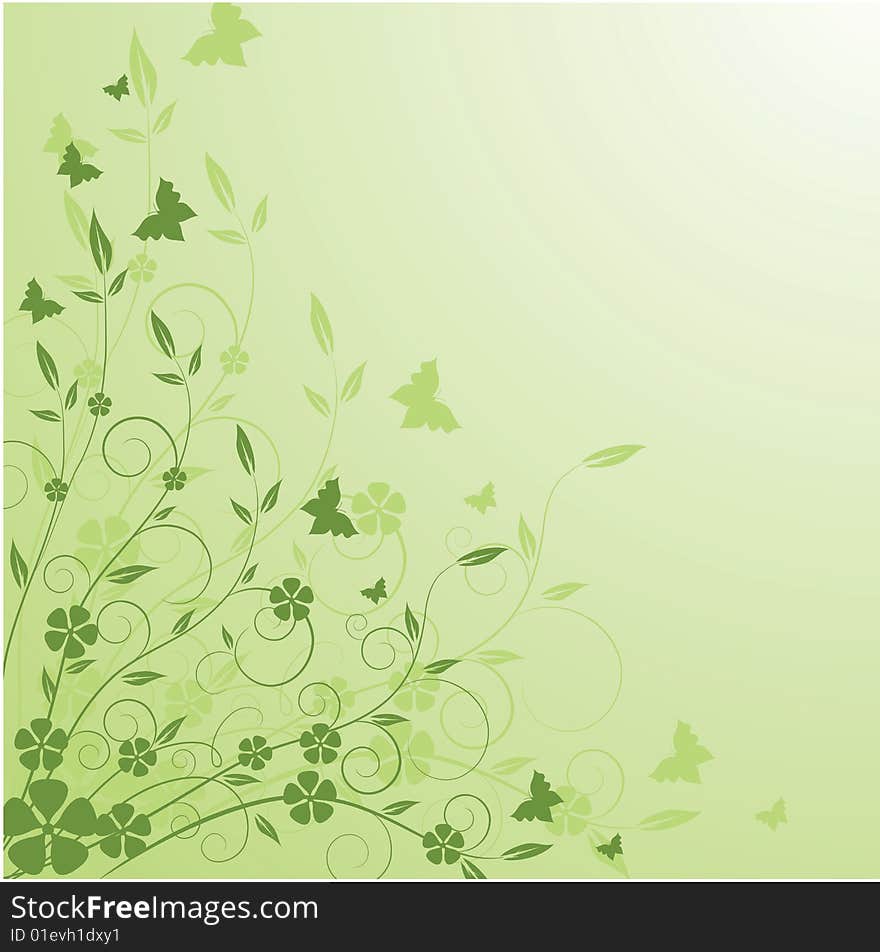 Abstract floral background with butterflies. Abstract floral background with butterflies