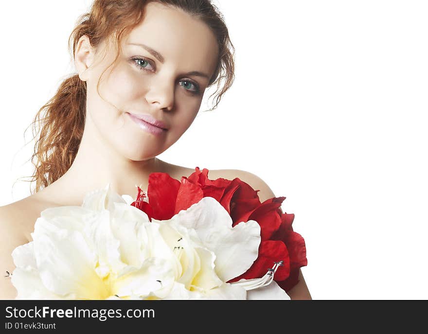 Beautiful Woman With  Flower