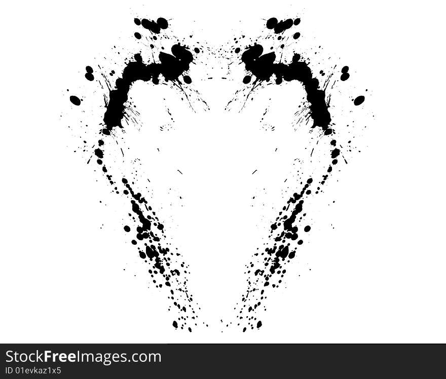 Black blots sprayed in the form of heart.