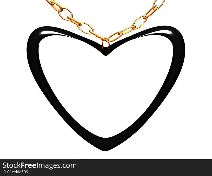 Medallion On A Chain In The Form Of Black Heart.