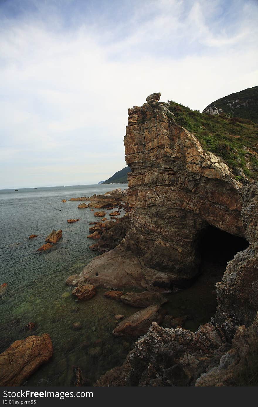 Cliff in the seaside, the best coast view,shenzhen,Guangdong province,china. Cliff in the seaside, the best coast view,shenzhen,Guangdong province,china