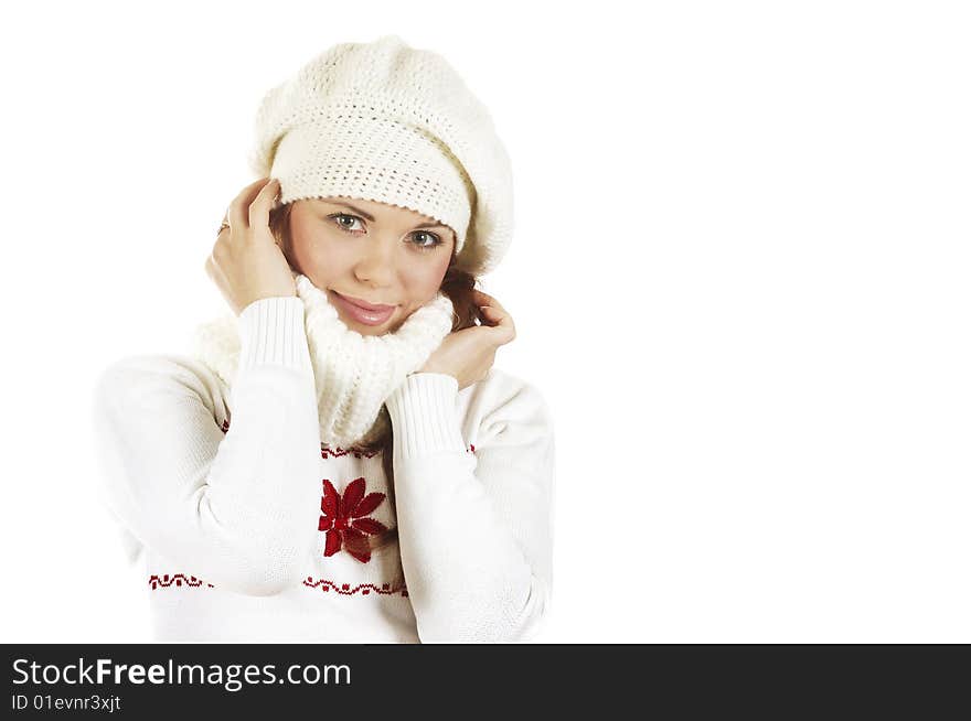 The beautiful young cheerful girl in winter clothes. The beautiful young cheerful girl in winter clothes