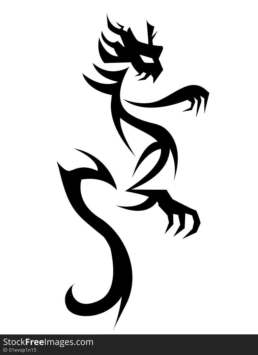 Tattoo dragon design on white