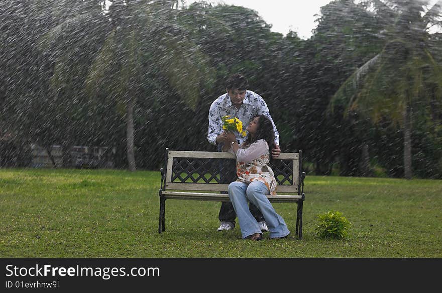 Asian couple in the park