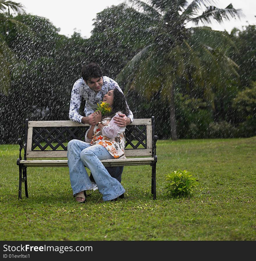 Asian couple in the park