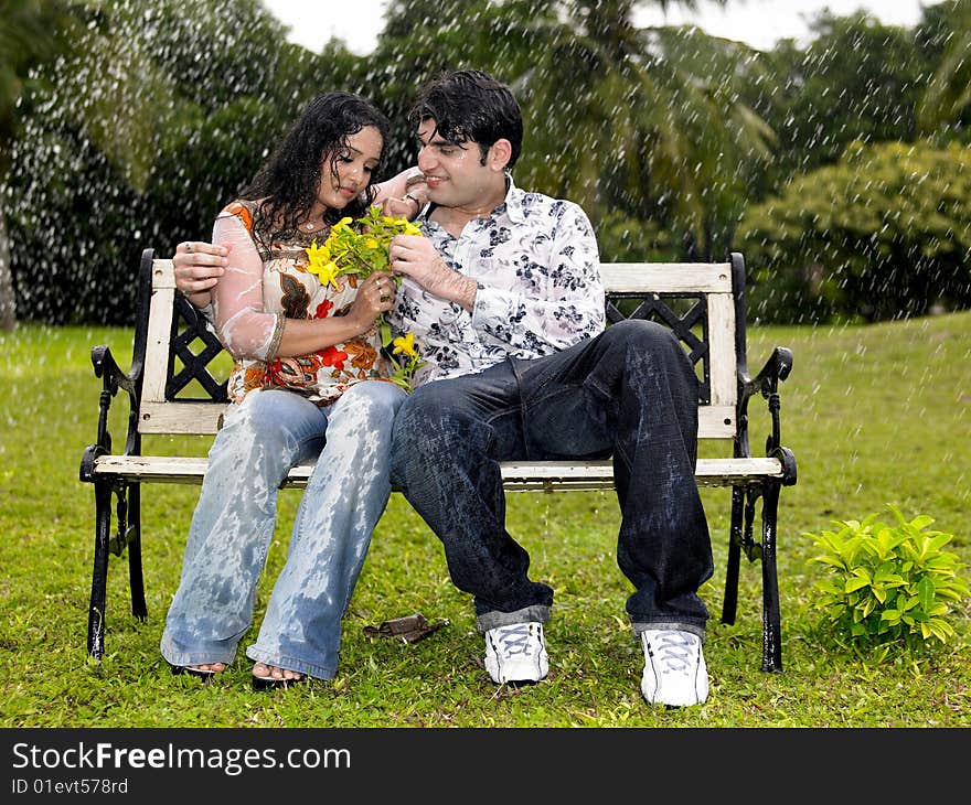 Asian origin couple in the park. Asian origin couple in the park