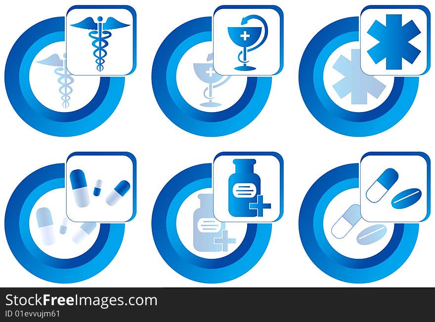 Illustration of medical buttons, blue