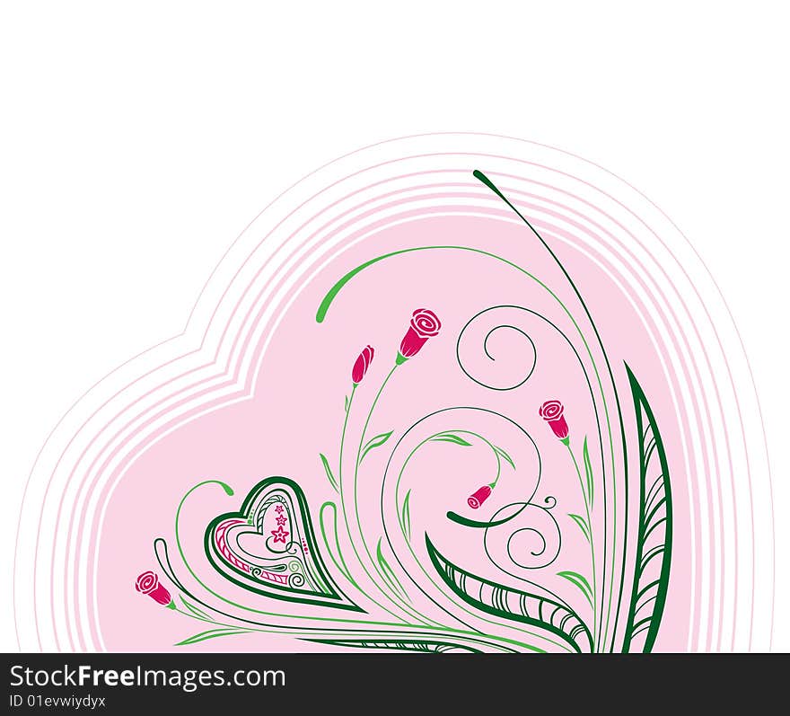 Colorful floral background with heart. Colorful floral background with heart