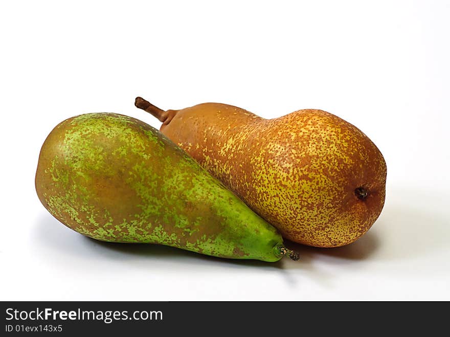 Two fresh pear on white isolated. Two fresh pear on white isolated