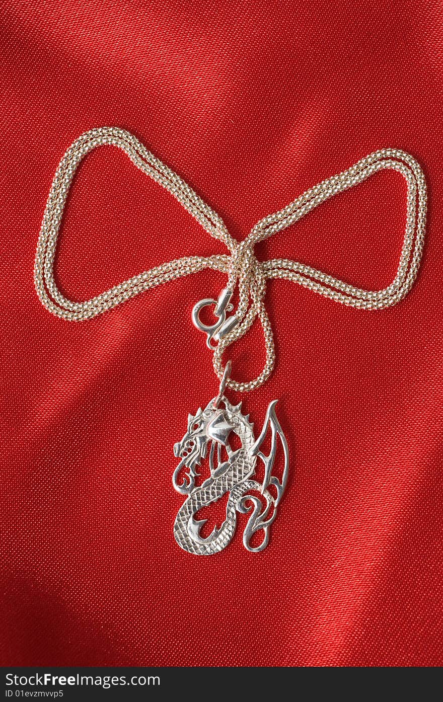 Silver Necklace - A Dragon.