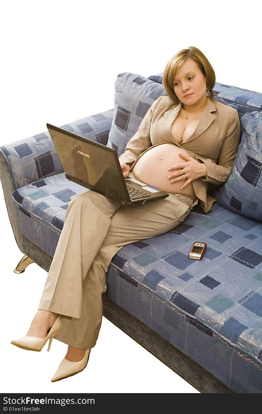 Young pregnancy woman at homework