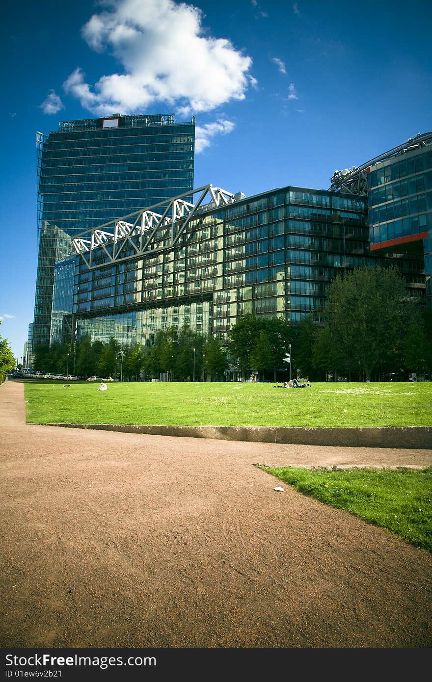 Berlin corporate building, in summer, Potsdammer Platz