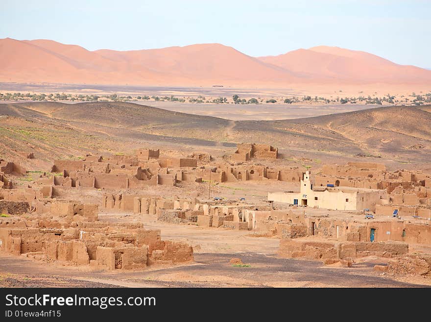 Abandoned village in Sahara desert