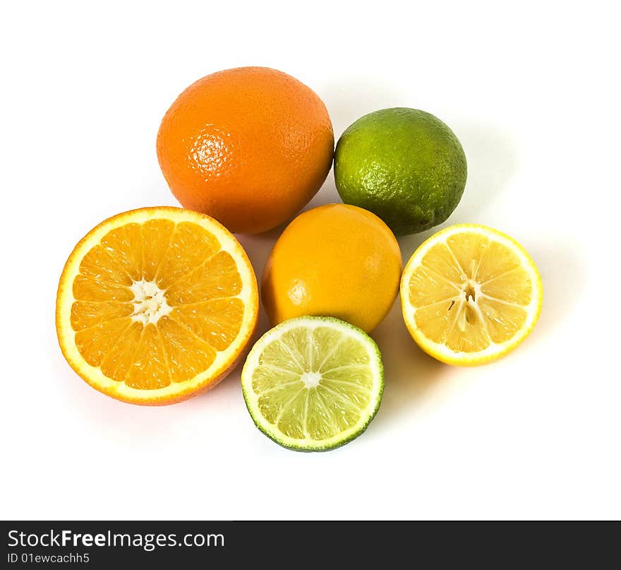 Big assortment of citrus isolated on white. Big assortment of citrus isolated on white