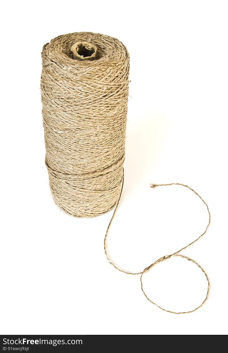 Roll of twine isolated on white background