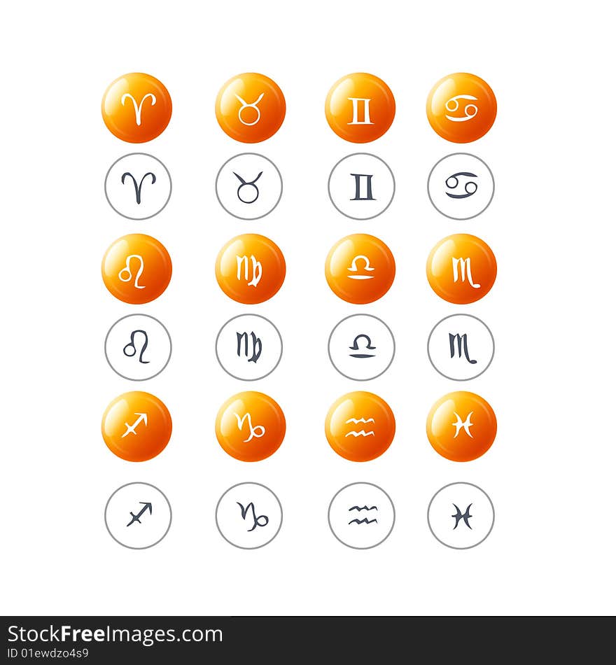 Zodiac website orange aqua buttons glossy. Zodiac website orange aqua buttons glossy