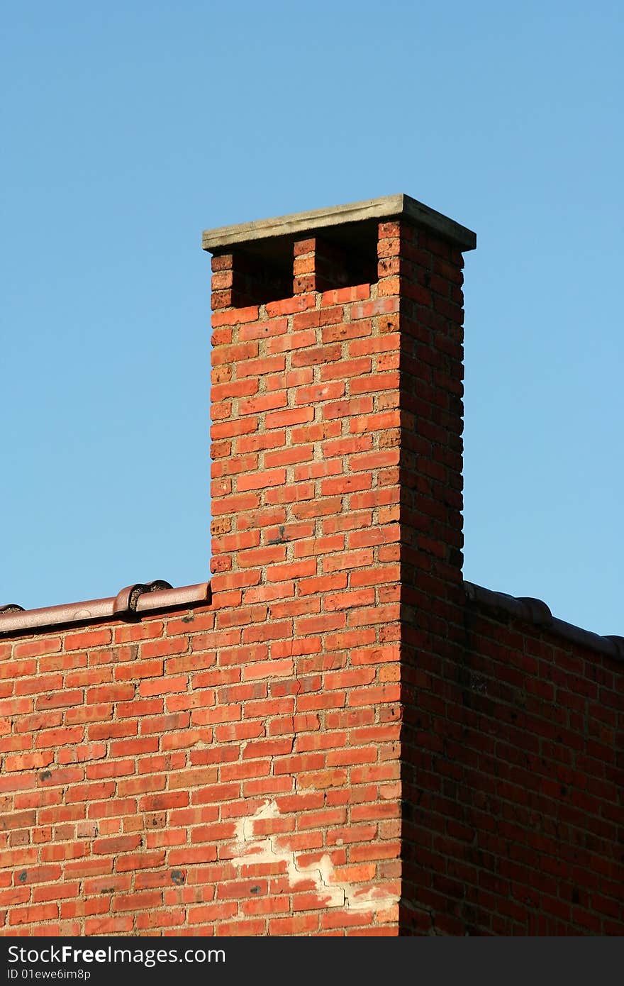 A chimney on the exterior of a building