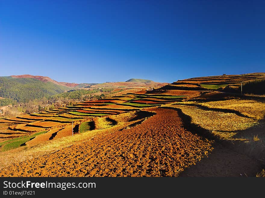 The red  land is very  beautiful. The red  land is very  beautiful