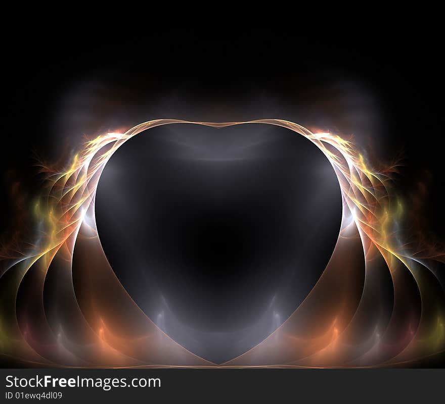 Smokey fractal heart with flames. Smokey fractal heart with flames