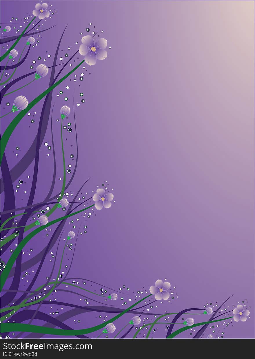 The vector illustration contains the image of violet floral background