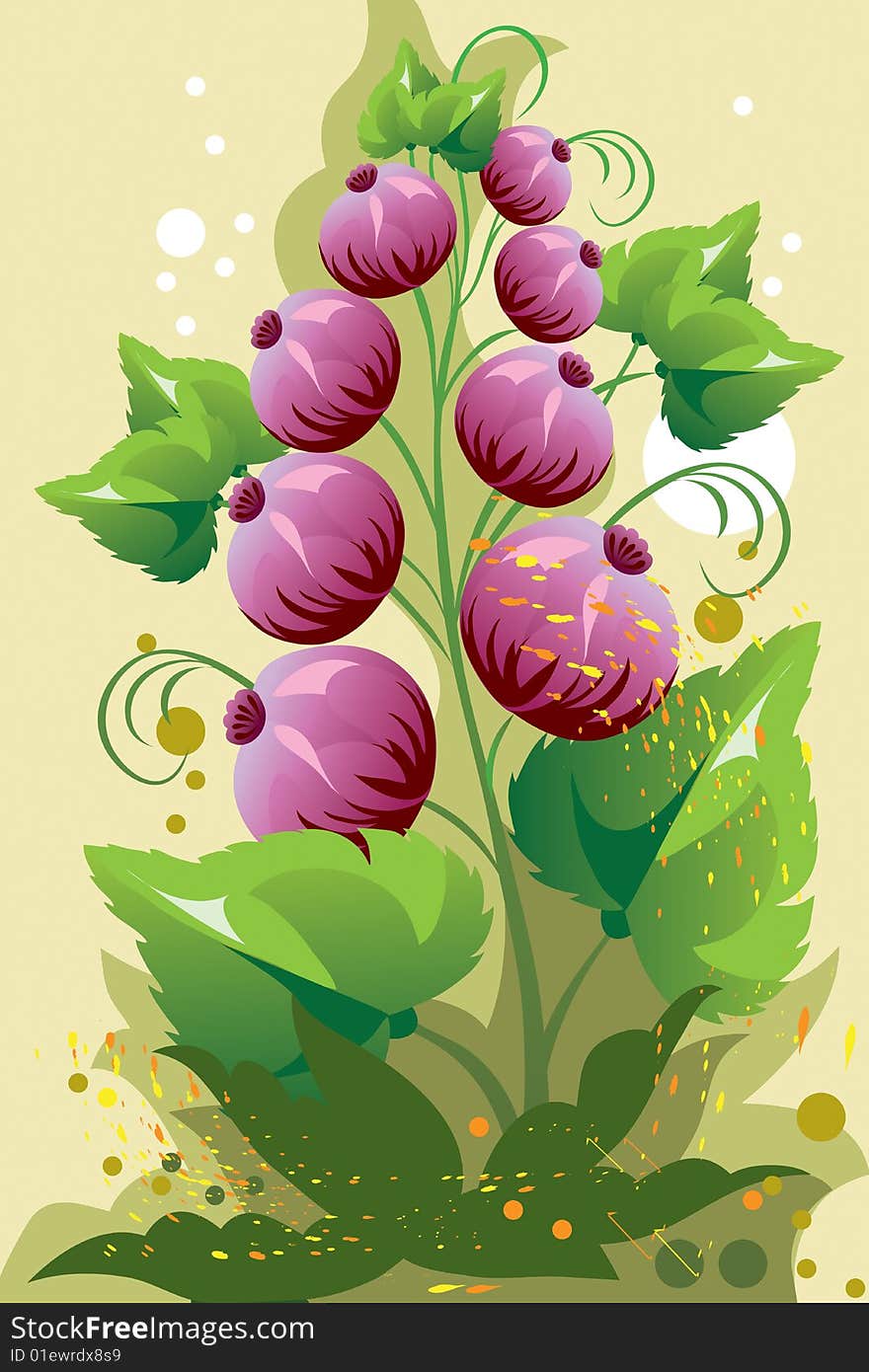 This illustration depicts beautiful flowers and plants. This illustration depicts beautiful flowers and plants