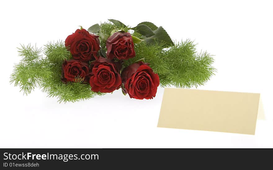 Red Roses With A Cream-colored Place Card