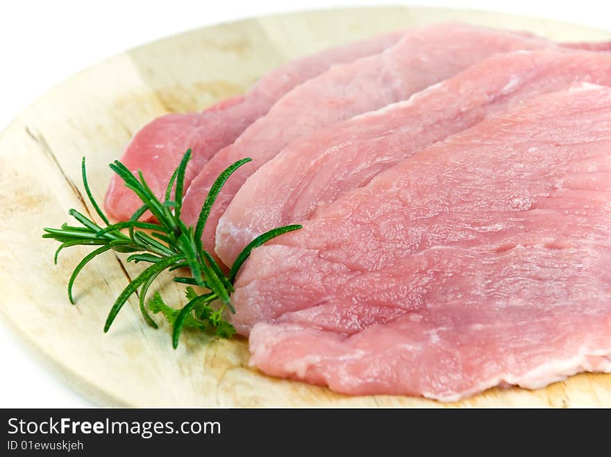 Slices Of Pork Chop Loin-raw-,isolated On White