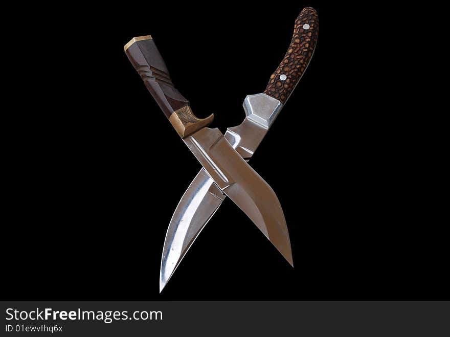 Survival knife isolated on black background