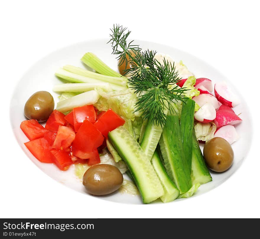 Fresh Vegetables Bowl over White