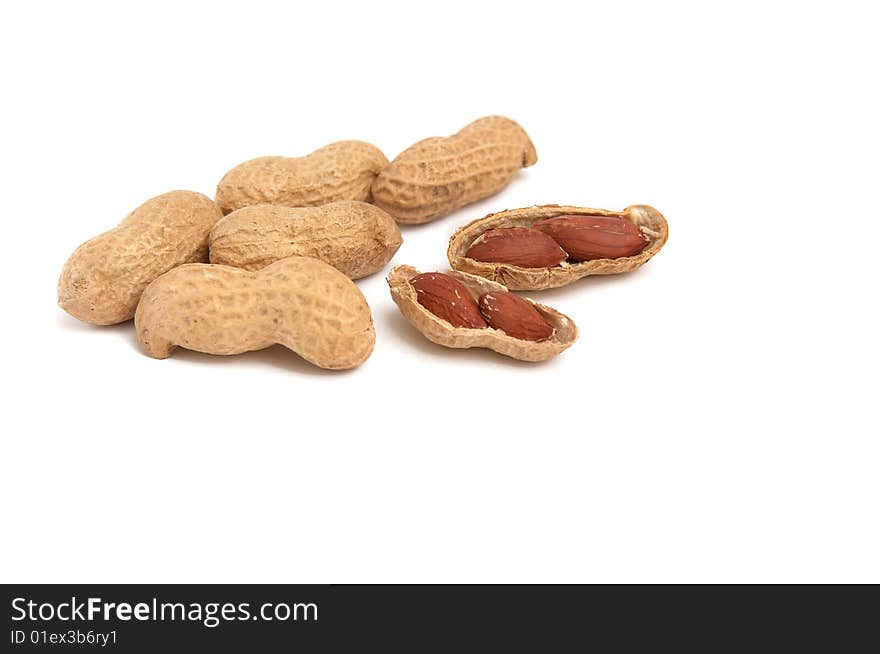 Peanuts  On A White Background.