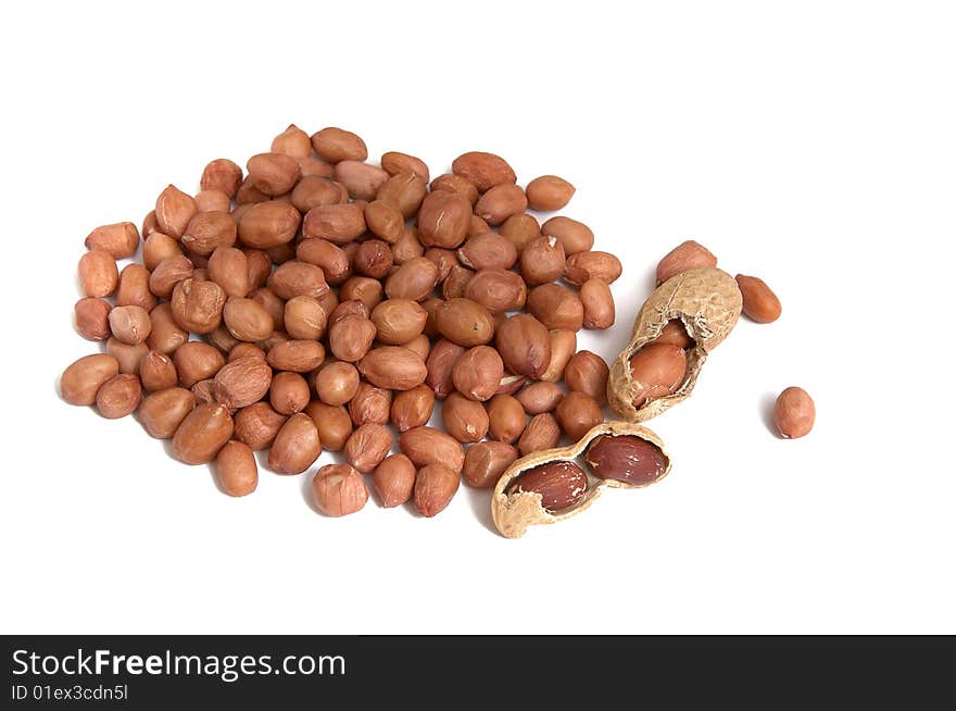 Peanuts on a white background.