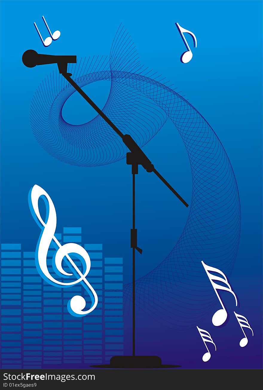 Mic illustration over colored background.